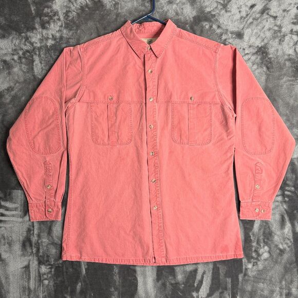 Vintage Red Head Button Up Size XL Elbow Patches Long Sleeve Sun Faded Red - Picture 1 of 7